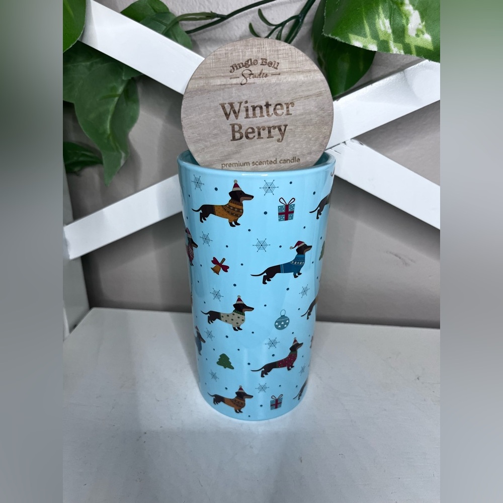Jingle Bell Studio Candle CUTE Christmas Doxie print